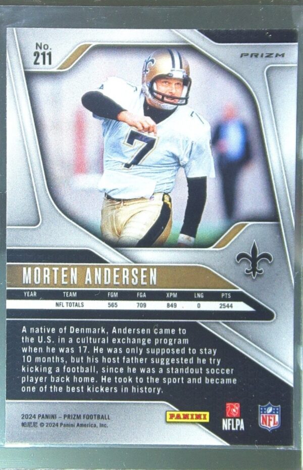 2024 Prizm Morten Andersen Orange Lazer 211 Saints - Image 3