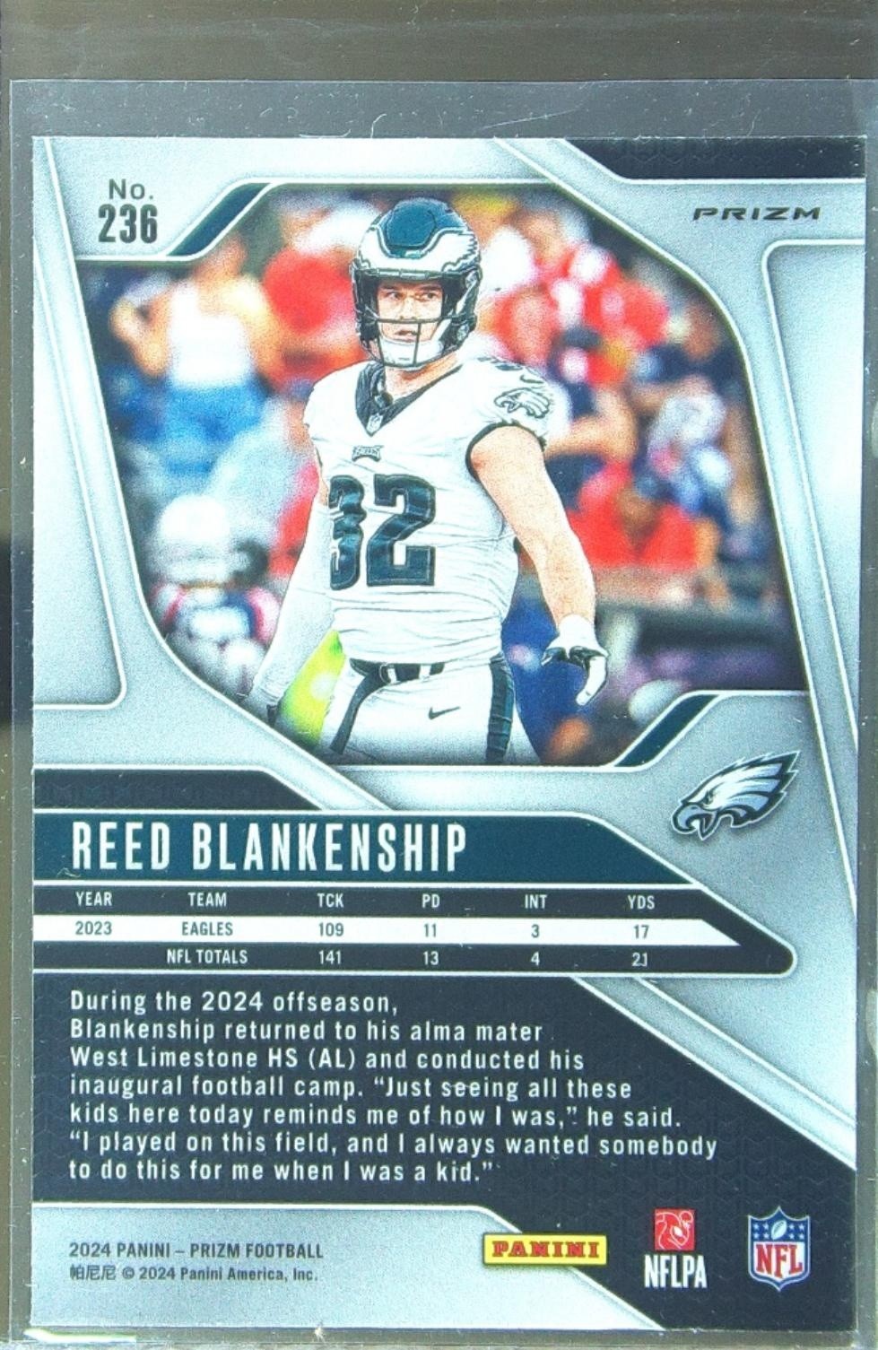 2024 Prizm Reed Blankenship Silver 236 Eagles - Image 3
