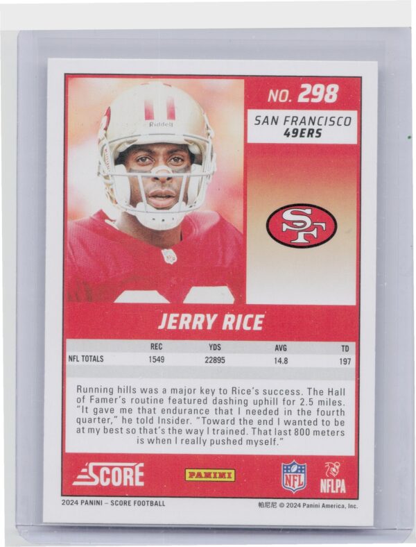 2024 Score Jerry Rice #298 49ers - Image 3