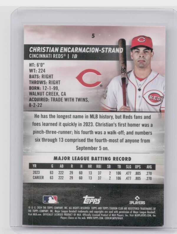 2024 Stadium Club Christian Encarnacion-Strand Chrome #5 Reds - Image 3