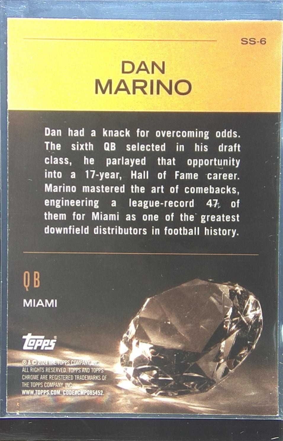 2024 Topps Chrome Dan Marino SS-6 Dolphins Sunday Swag - Image 3