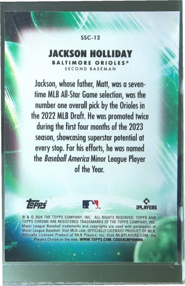2024 Topps Chrome Update Jackson Holliday RC #SSC-12 Orioles Stratospheric Stars - Image 3
