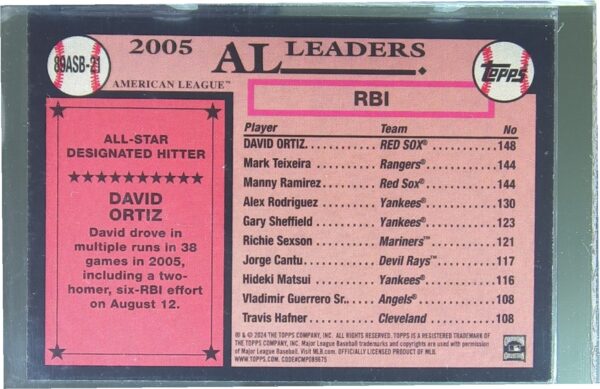 2024 Topps David Ortiz #89ASB-21 Sox 1989 35th Anniversary All Stars Foil - Image 3