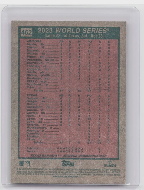 2024 Topps Heritage Mini World Series 2023: Game 2 #462 Diamondbacks - Image 3