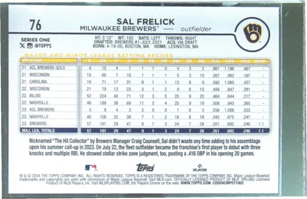 2024 Topps NPB Shosei Togo Rainbow Foil /150 RC #76 Giants - Image 3