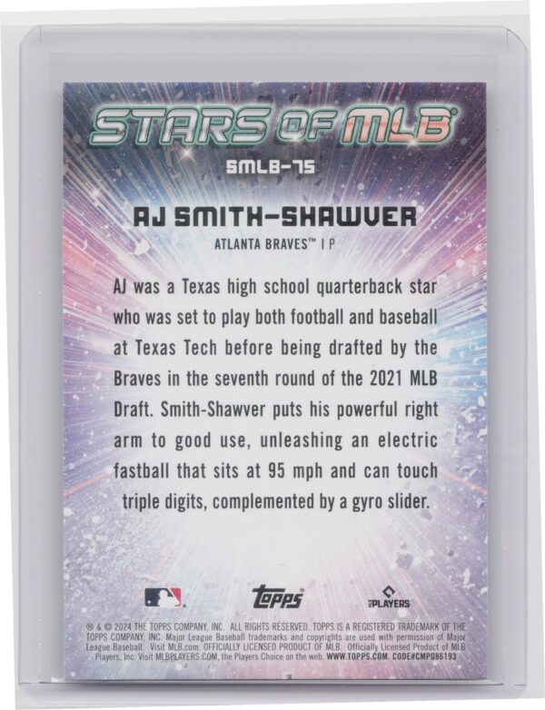 2024 Topps Update AJ Smith-Shawver RC #SMLB-75 Braves Stars of MLB - Image 3