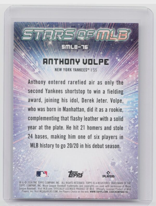 2024 Topps Update Anthony Volpe #SMLB-76 Yankees Stars of MLB - Image 3
