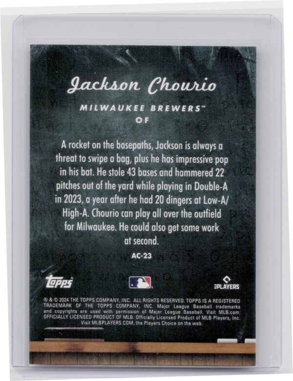 2024 Topps Update Jackson Chourio RC #AC-23 Brewers All Class - Image 3