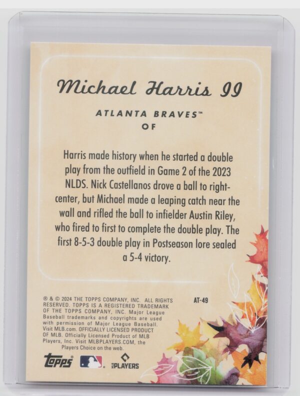 2024 Topps Update Michael Harris II #AT-49 Braves Autumn Tales - Image 3