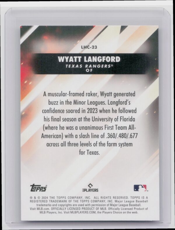 2024 Topps Update Wyatt Langford RC #LHC-23 Rangers Let Him Cook - Image 3