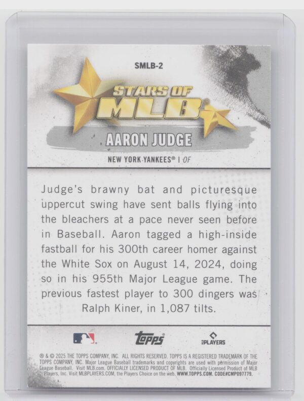 2025 Topps Aaron Judge #SMLB-2 Yankees Stars of MLB - Image 3