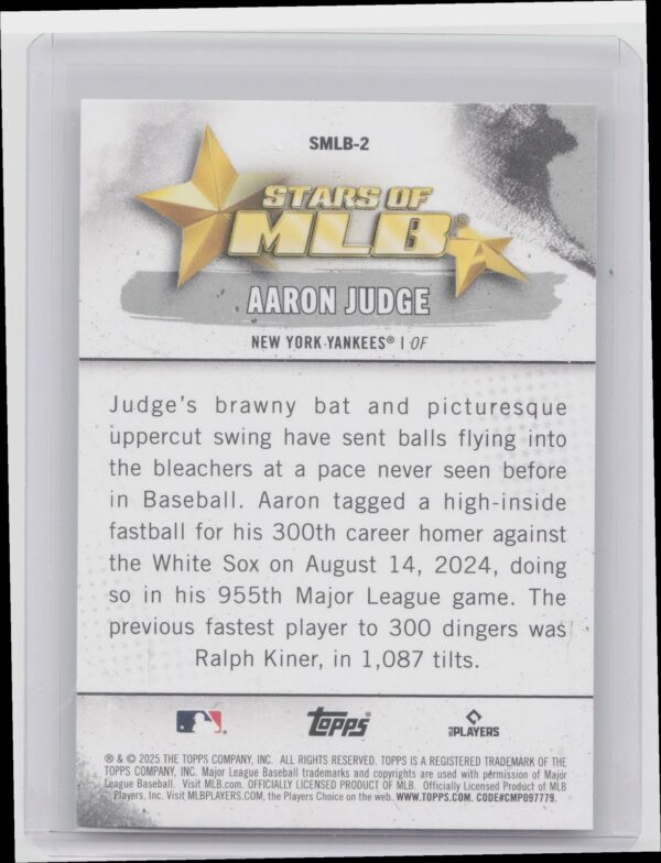 2025 Topps Aaron Judge #SMLB-2 Yankees Stars of MLB - Image 3