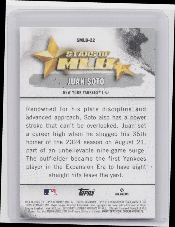 2025 Topps Juan Soto #SMLB-22 Yankees Stars of MLB - Image 3