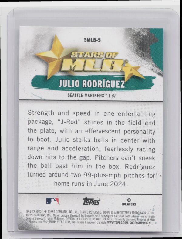 2025 Topps Julio Rodriguez #SMLB-5 Mariners Stars of MLB - Image 3