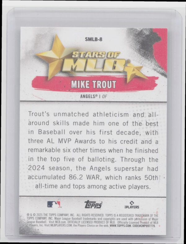 2025 Topps Mike Trout #SMLB-8 Angels Stars of MLB - Image 3