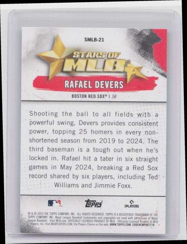 2025 Topps Rafael Devers #SMLB-21 Sox Stars of MLB - Image 3