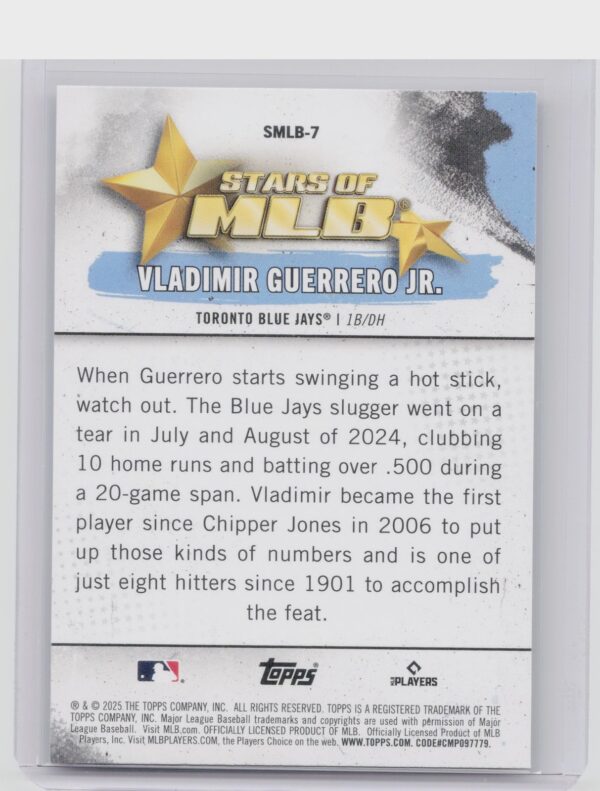 2025 Topps Vladimir Guerrero Jr. #SMLB-7 Jays Stars of MLB - Image 3