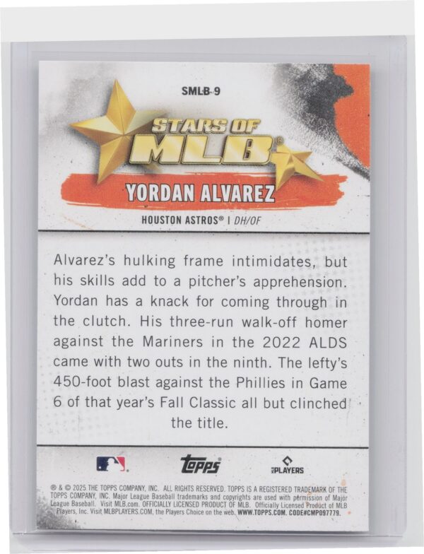 2025 Topps Yordan Alvarez #SMLB-9 Astros Stars of MLB - Image 3