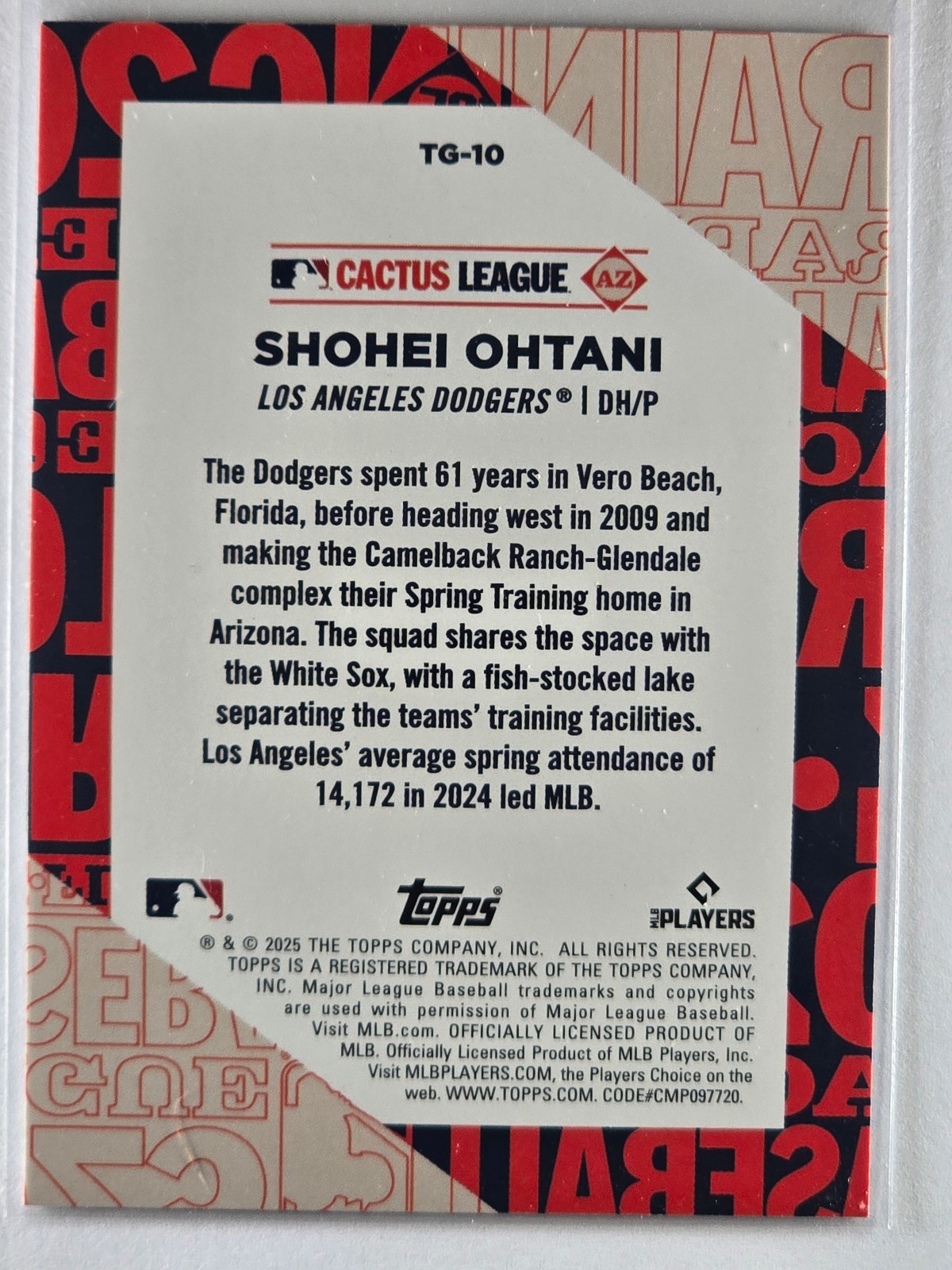 Shohei Ohtani 2025 Topps Series 1 Cactus League insert Dodgers #TG-11 - Image 3