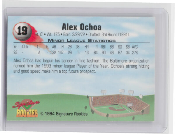 1994 Signature Rookies Alex Ochoa AU SN8650 #19 Keys Authentic Signatures - Image 3