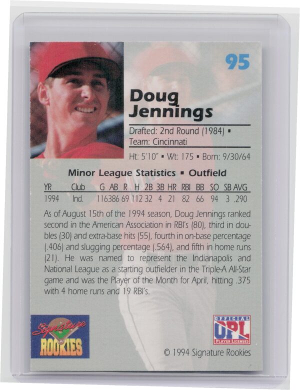 1994 Signature Rookies Draft Picks Doug Jennings AU SN7750 #95 Indians Signature - Image 3