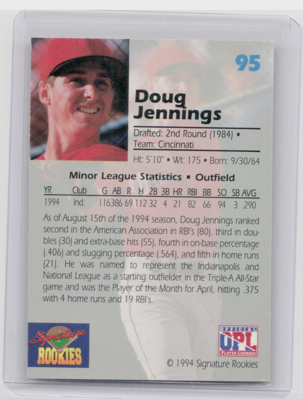 1994 Signature Rookies Draft Picks Doug Jennings AU SN7750 #95 Indians Signature - Image 3