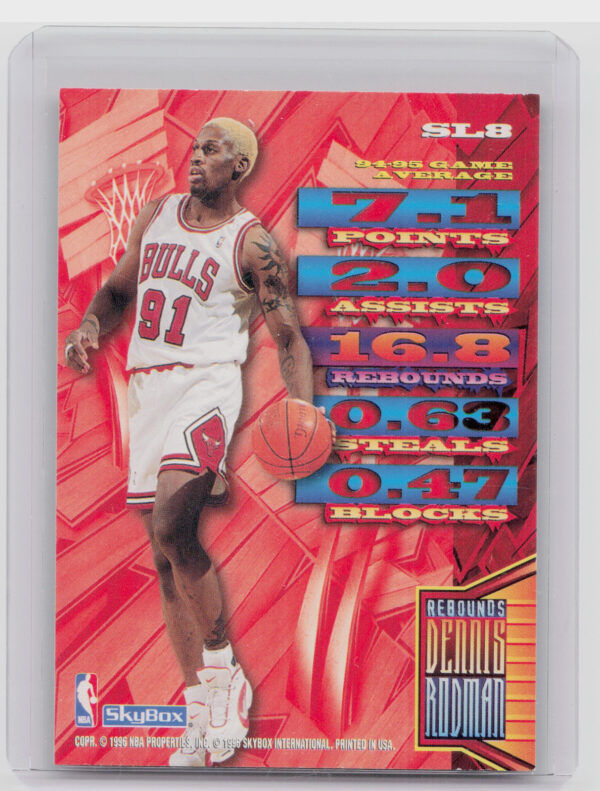 1995-96 Hoops Dennis Rodman #SL8 Bulls Slamland - Image 3