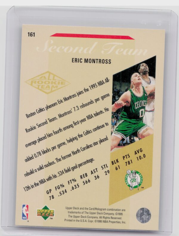 1995-96 Upper Deck Eric Montross Electric Court #161 Celtics - Image 3