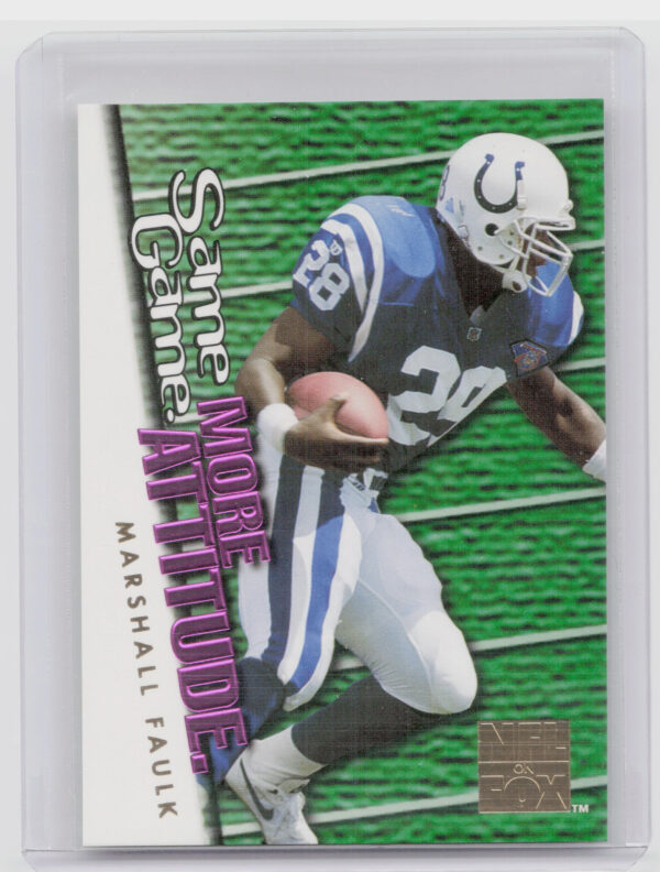 1995 SkyBox Impact Marshall Faulk #F11 Colts NFL on FOX: Same Game More Attitude
