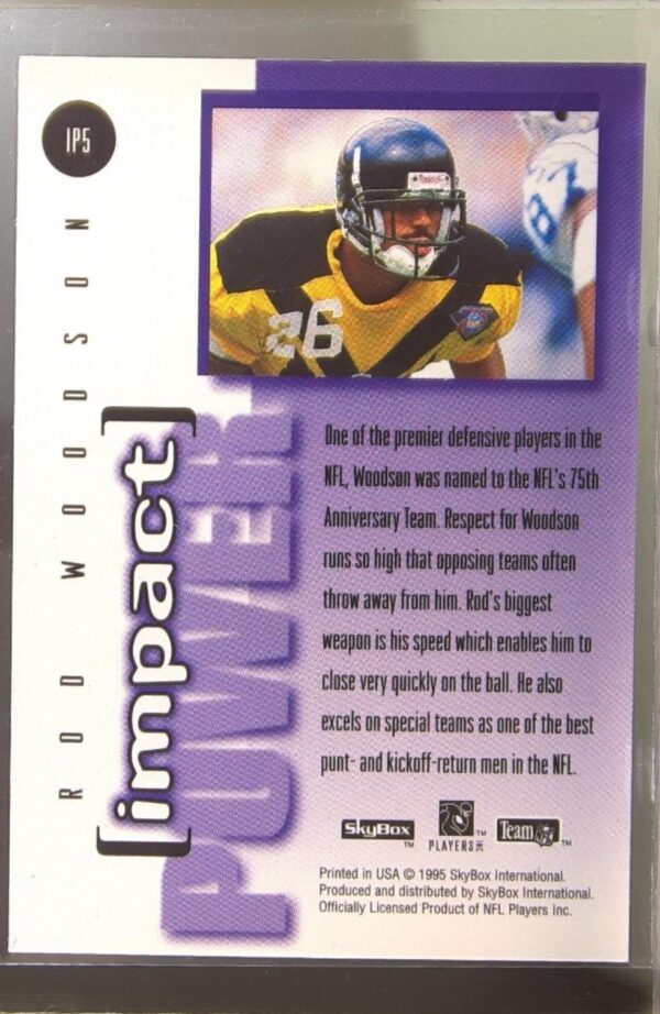 1995 SkyBox Impact Rod Woodson DETerminators #IP5 Steelers Impact Power - Image 3