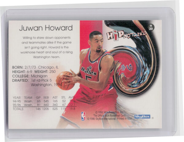 1996-97 Hoops Juwan Howard #H20 Bullets Hipnotized - Image 3