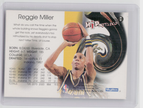 1996-97 Hoops Reggie Miller #H9 Pacers Hipnotized - Image 3