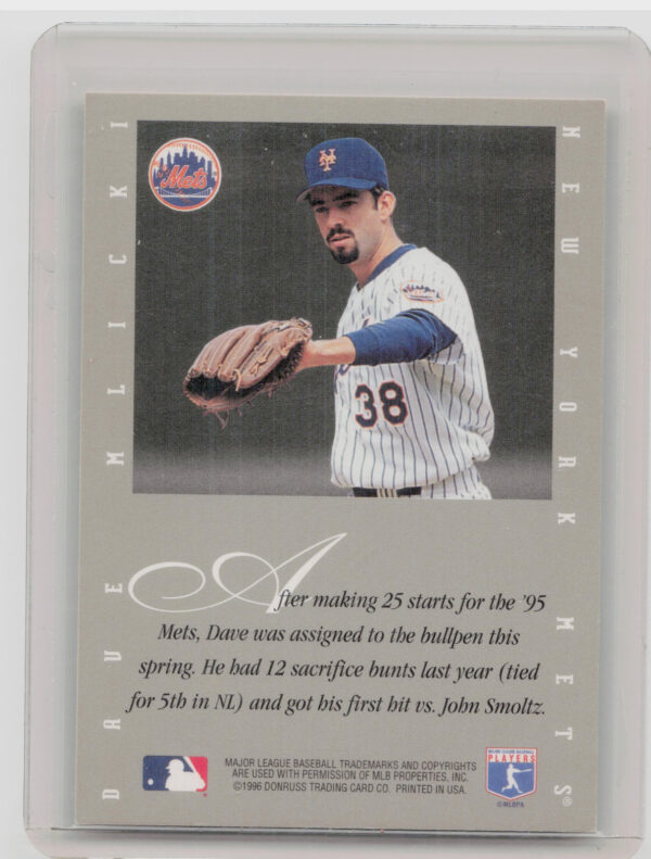 1996 Leaf Signature Series Dave Mlicki AU #NNO Mets Extended Series Autographs - Image 3