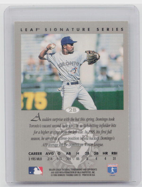1996 Leaf Signature Series Domingo Cedeno AU #NNO Jays Autographs Bronze - Image 3