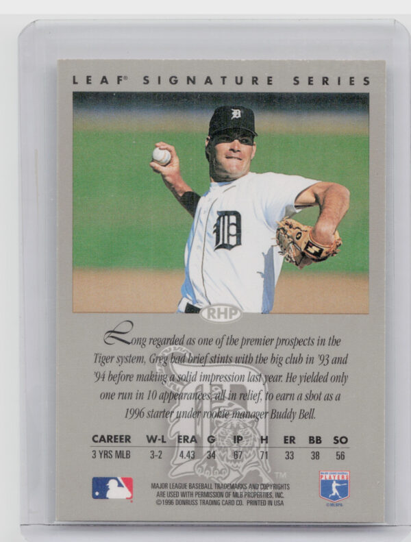 1996 Leaf Signature Series Greg Gohr AU #NNO Tigers Autographs Bronze - Image 3