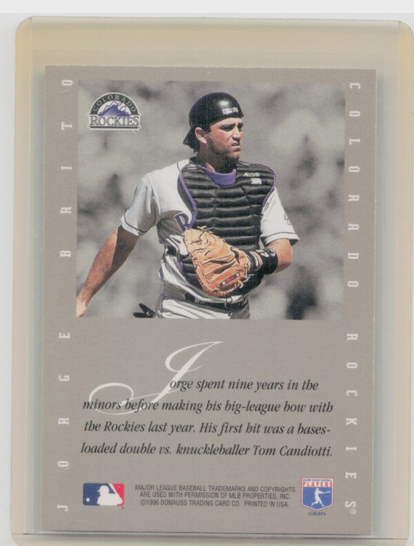 1996 Leaf Signature Series Jorge Brito #NNO Rockies Extended Series Autographs - Image 3