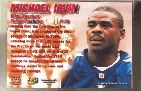 1996 Pacific Dynagon Michael Irvin #P-36 Cowboys - Image 3