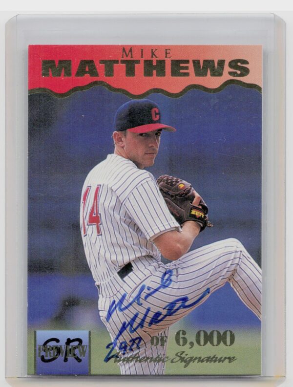 1996 Signature Rookies Preview Mike Matthews Autographs Auto /6000 #19 Indians