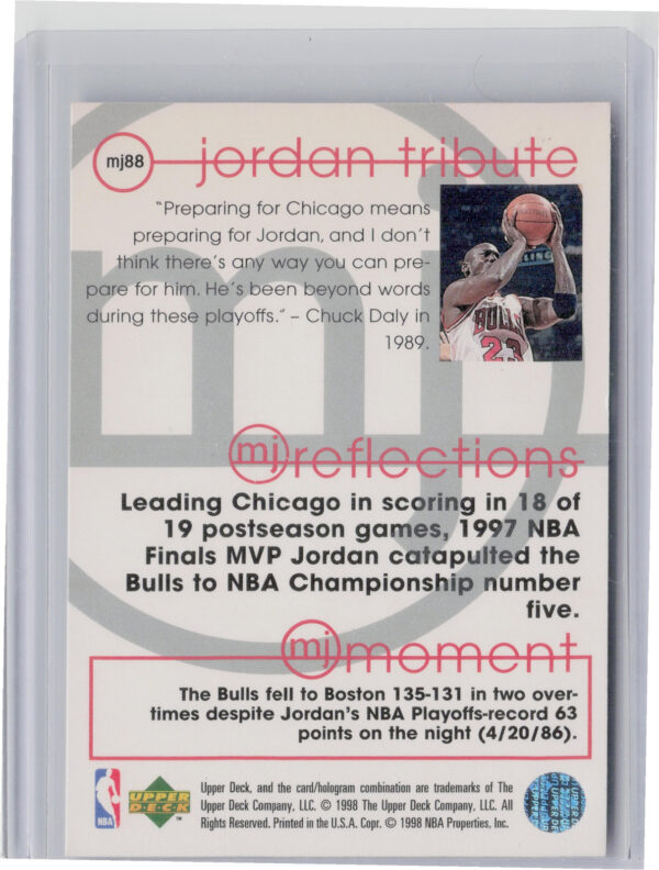 1997-98 Upper Deck Michael Jordan Tribute Michael Jordan #MJ88 Bulls - Image 3