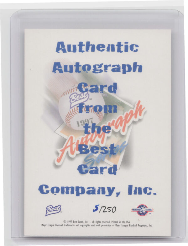 1997 Best A.J. Zapp AU SN250 #NNO Braves Best Premium Autographs - Image 3