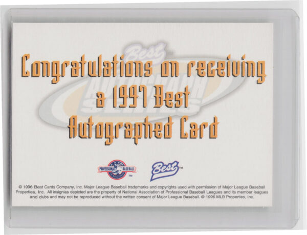 1997 Best Mike Thurman AU #NNO Expos Autographs Autograph Series - Image 3