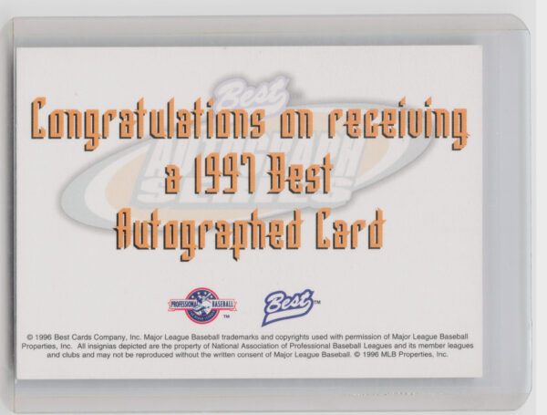 1997 Best Richard Almanzar AU #NNO Tigers Autographs Prospect Series - Image 3