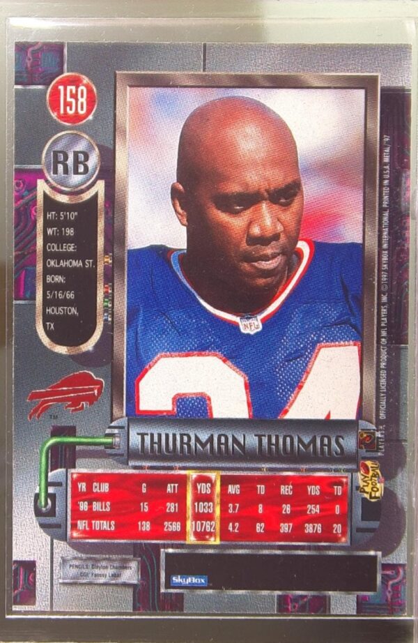 1997 Metal Universe Thurman Thomas #158 Bills - Image 3