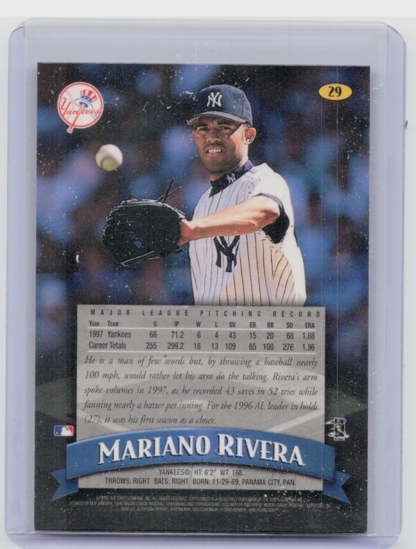 1998 Finest Mariano Rivera #29 Yankees - Image 3