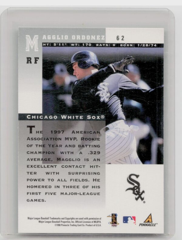 1998 Pinnacle Plus Magglio Ordonez RC #62 Sox - Image 3