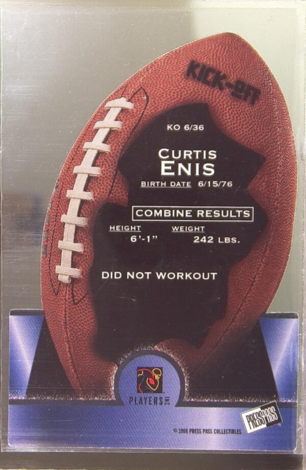 1998 Press Pass Curtis Enis RC #KO6 Lions Kick Off - Image 3