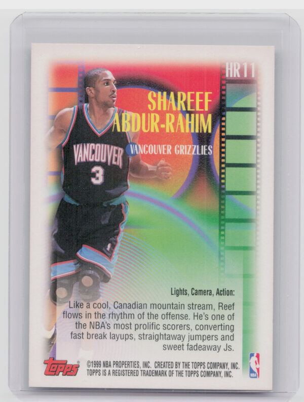 1999-00 Topps Shareef Abdur-Rahim #HR11 Grizzlies Highlight Reels - Image 3