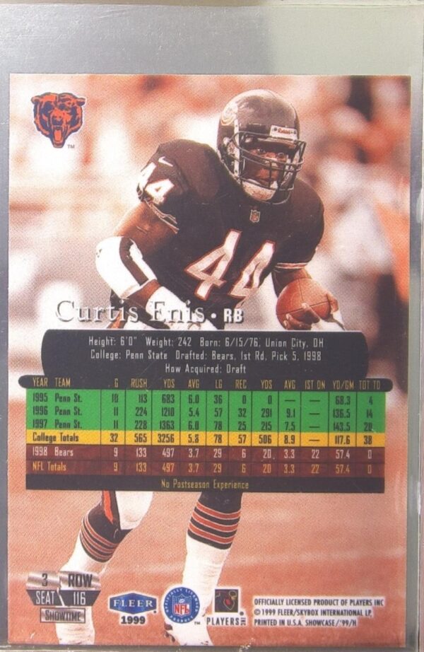 1999 Flair Showcase Curtis Enis #116 Bears - Image 3
