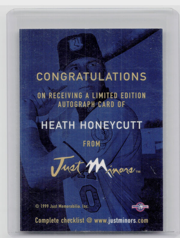 1999 Just Heath Honeycutt AU #NNO Sox Autographs - Image 3