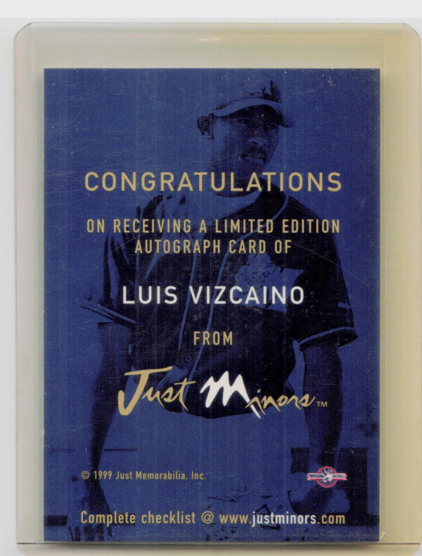 1999 Just Luis Vizcaino AU #NNO A's Autographs - Image 3